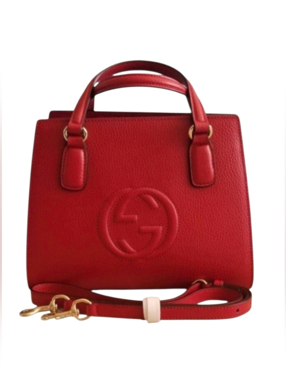 Gucci Soho Red Leather Top-Handle Satchel with Detachable Strap-Like New